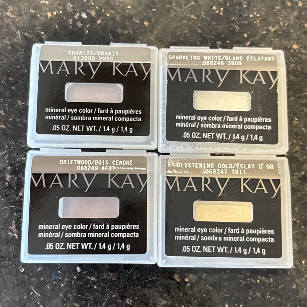 Mary Kay Mineral Eye‎ Color Lot of 4 Granite Driftwood Glistening Gold White